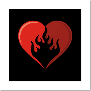 Flame Heart Icon Posters and Art